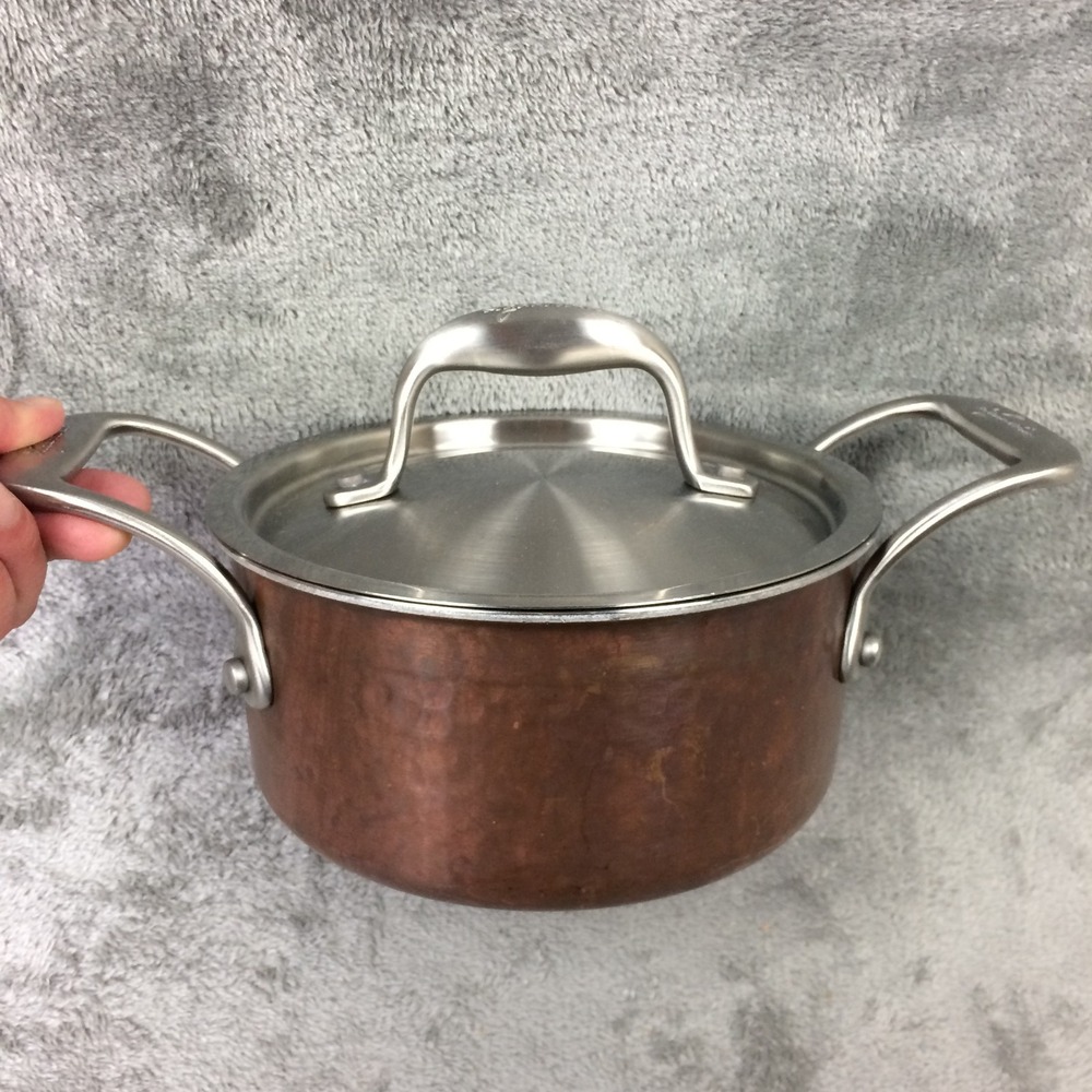Lagostina 1.6L Hammered Copper‎ Saucepan Stainless 16cm Casserole Cookware w Lid